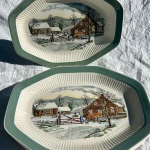Vintage Wm Adams & Sons Real English Ironstone Set “Old Winter Scene”
